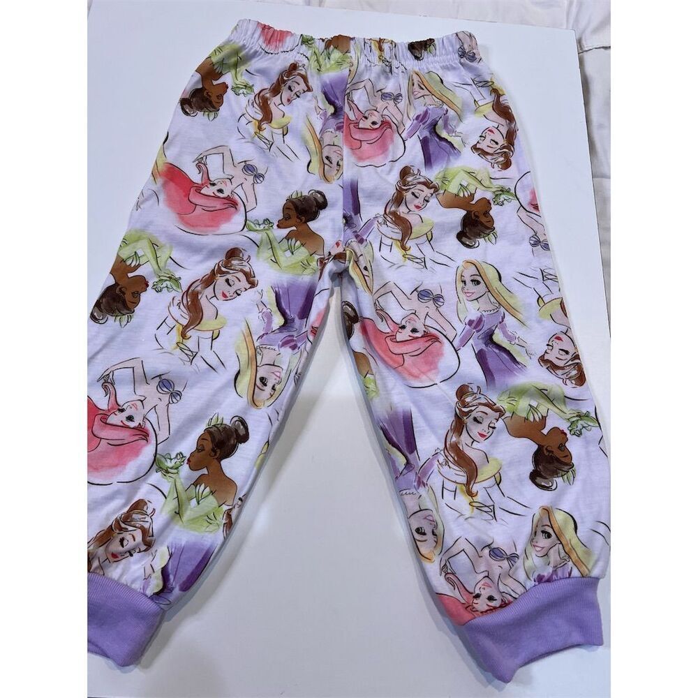 Disney Princess Girls Pajama Set 3T Purple Ariel Tiana Rapunzel - Picture 8 of 8